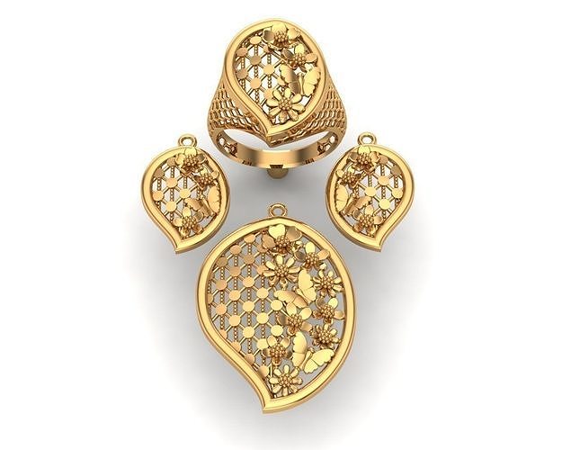 jewelry gold - plated set 3D print model