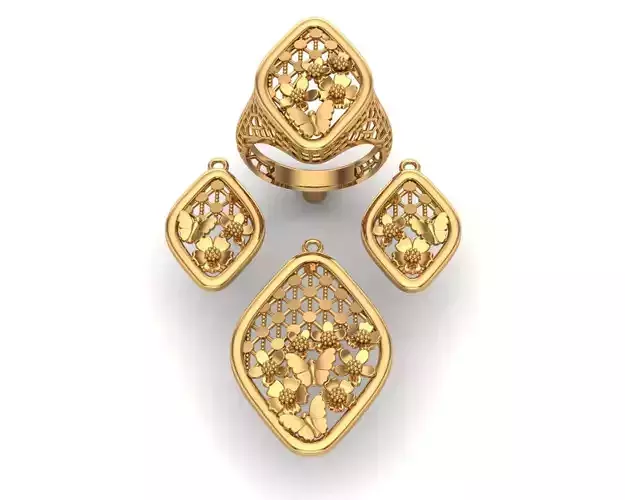 Jewelry gold ring set 3D print model
