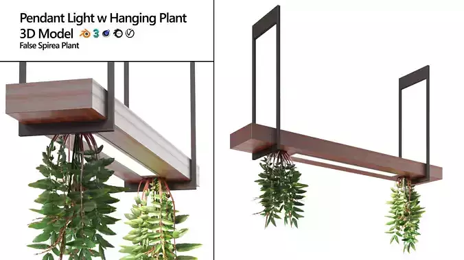 Pendant light with hanging plant FalseSpirea 