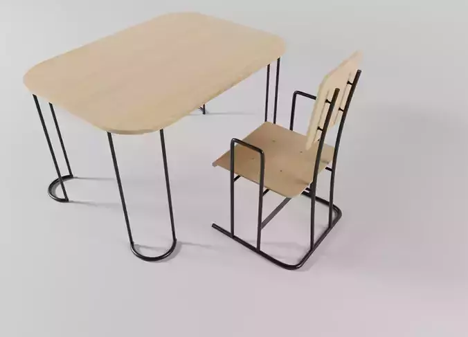 A Solid Unique Chair And Table 