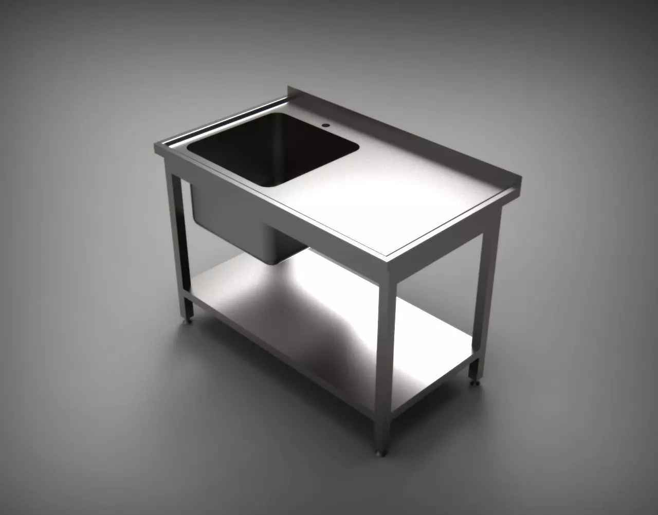 Catering table with a sink 3D model_0