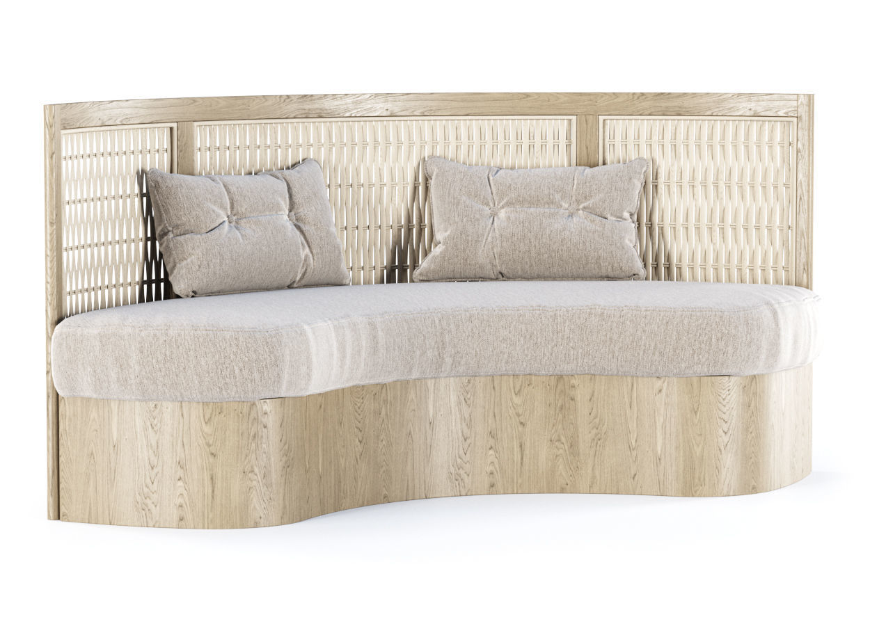 Isabel wooden rattan loveseat IS25 by Bpoint Design  3D model_1