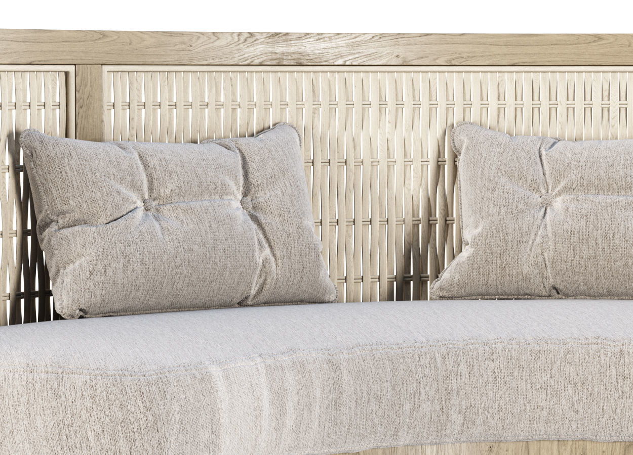 Isabel wooden rattan loveseat IS25 by Bpoint Design  3D model_2