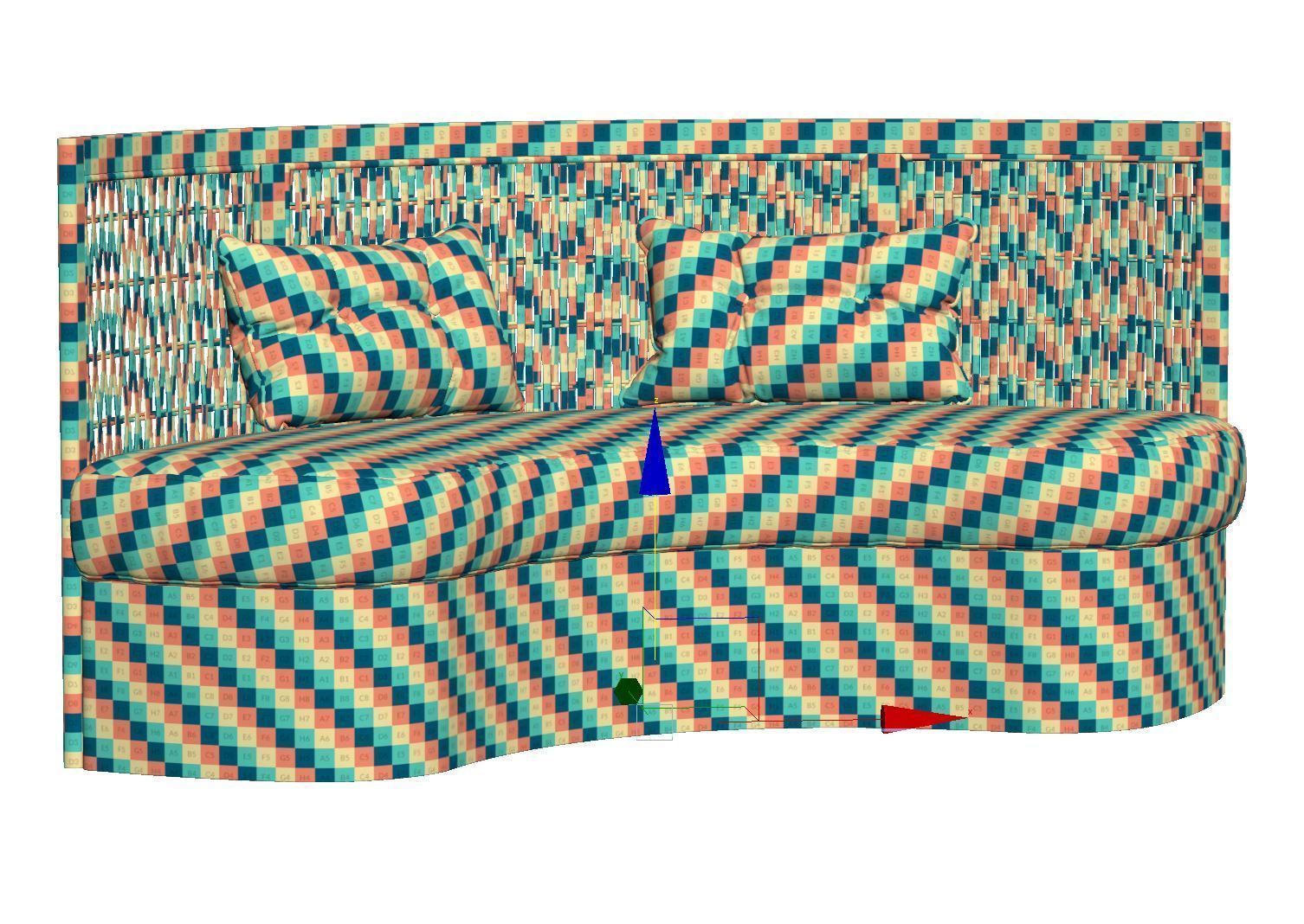 Isabel wooden rattan loveseat IS25 by Bpoint Design  3D model_6