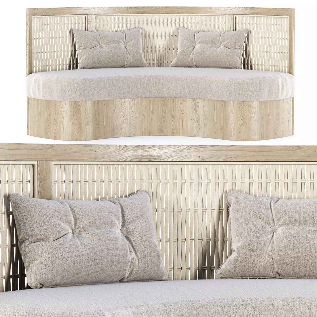 Isabel wooden rattan loveseat IS25 by Bpoint Design  3D model_0