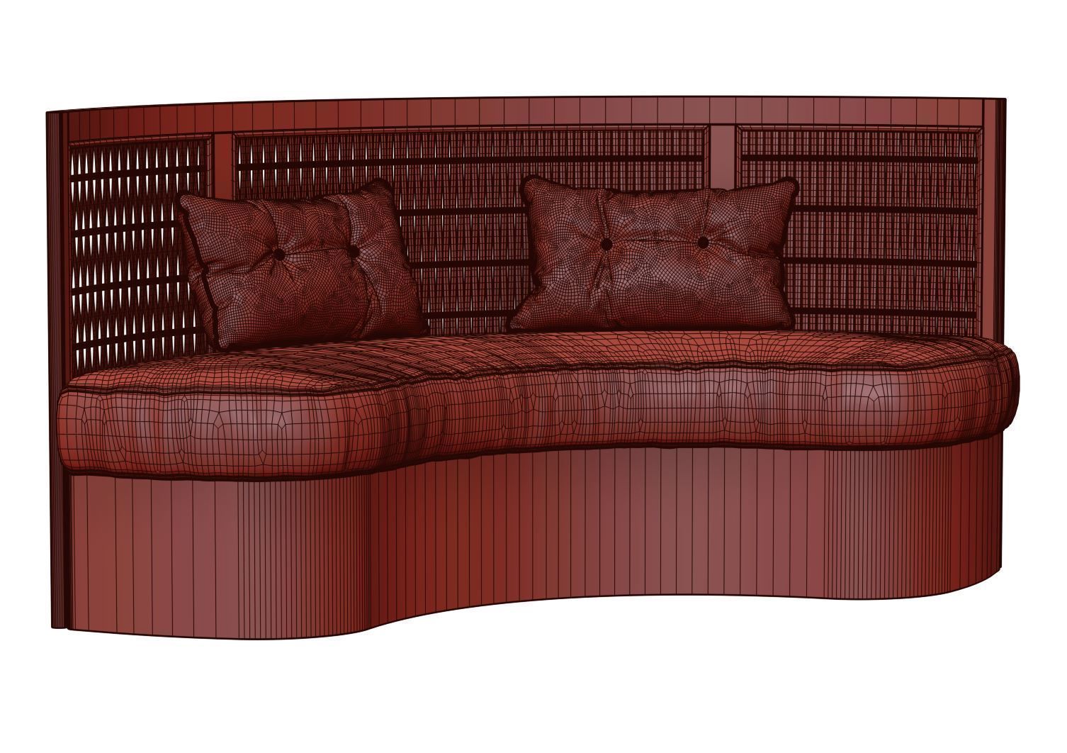 Isabel wooden rattan loveseat IS25 by Bpoint Design  3D model_5