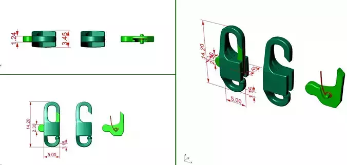 Jewelry lock Carbine 3D model 3D print model