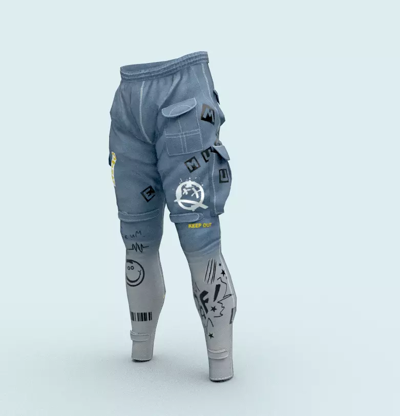 Tactical pants Low-poly 3D model_0