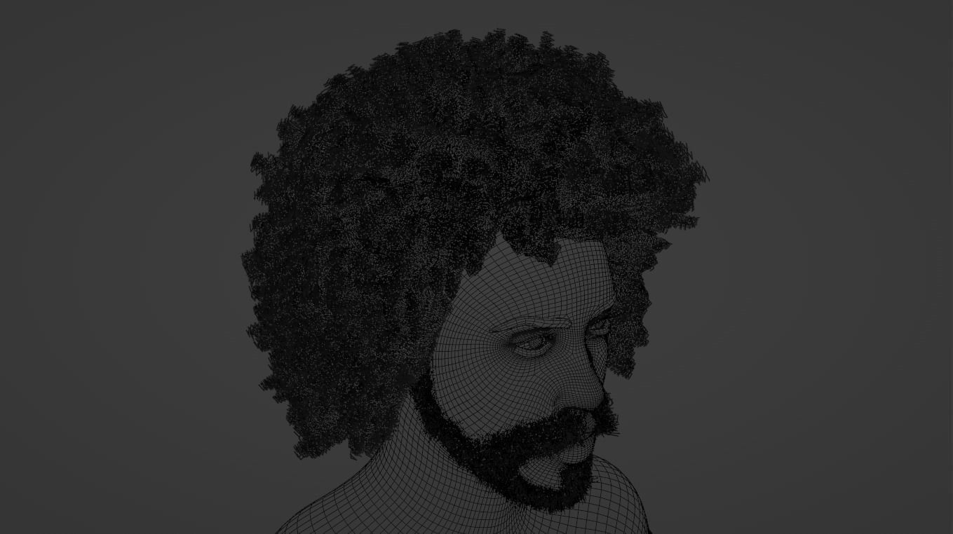 Man with afro and short beard 3D model_17