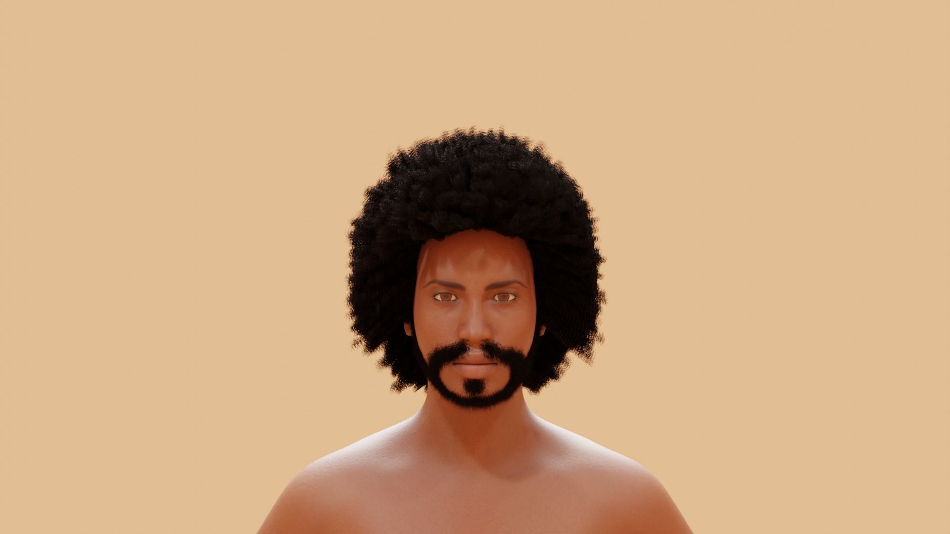 Man with afro and short beard 3D model_2