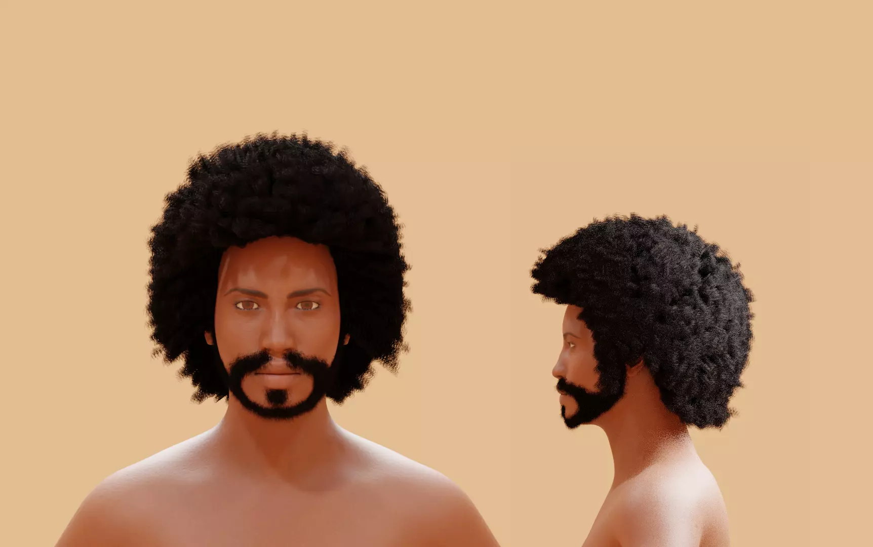 Man with afro and short beard 3D model_0