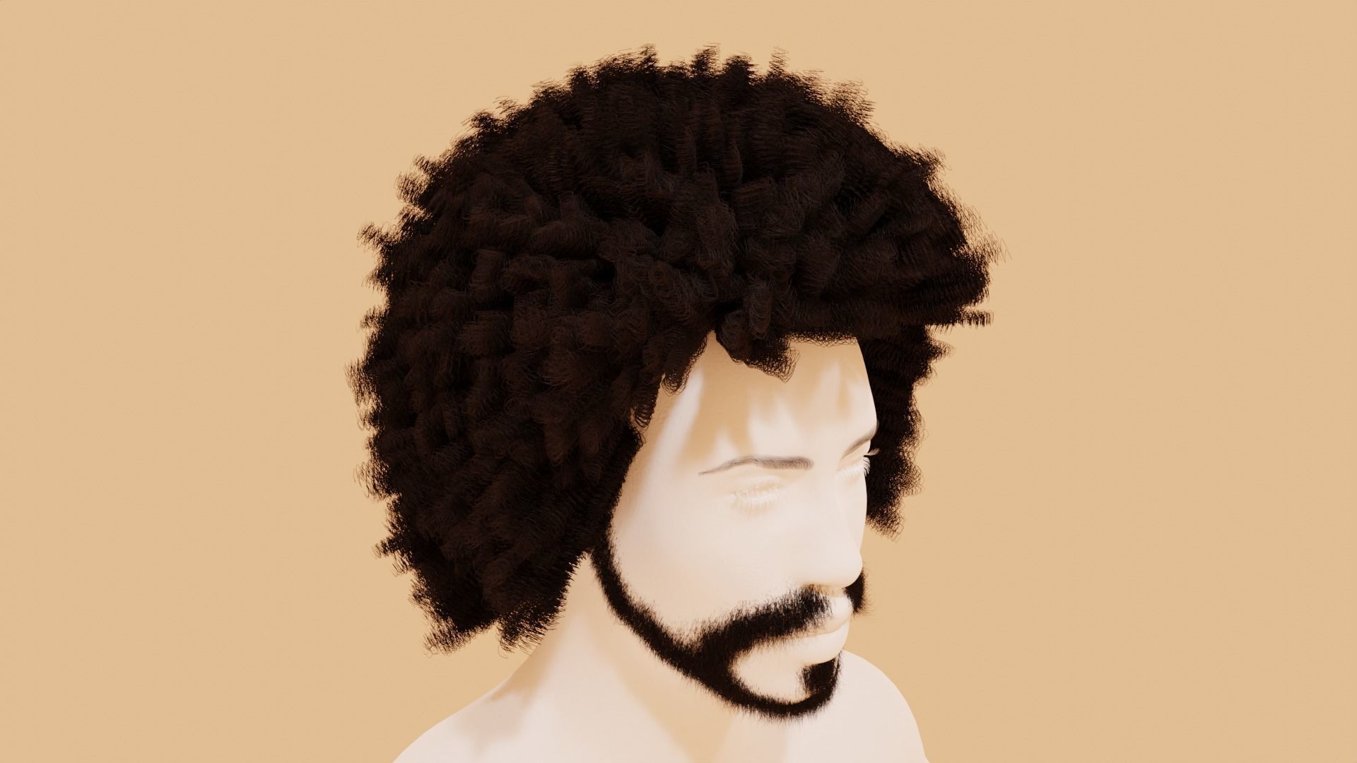 Man with afro and short beard 3D model_4