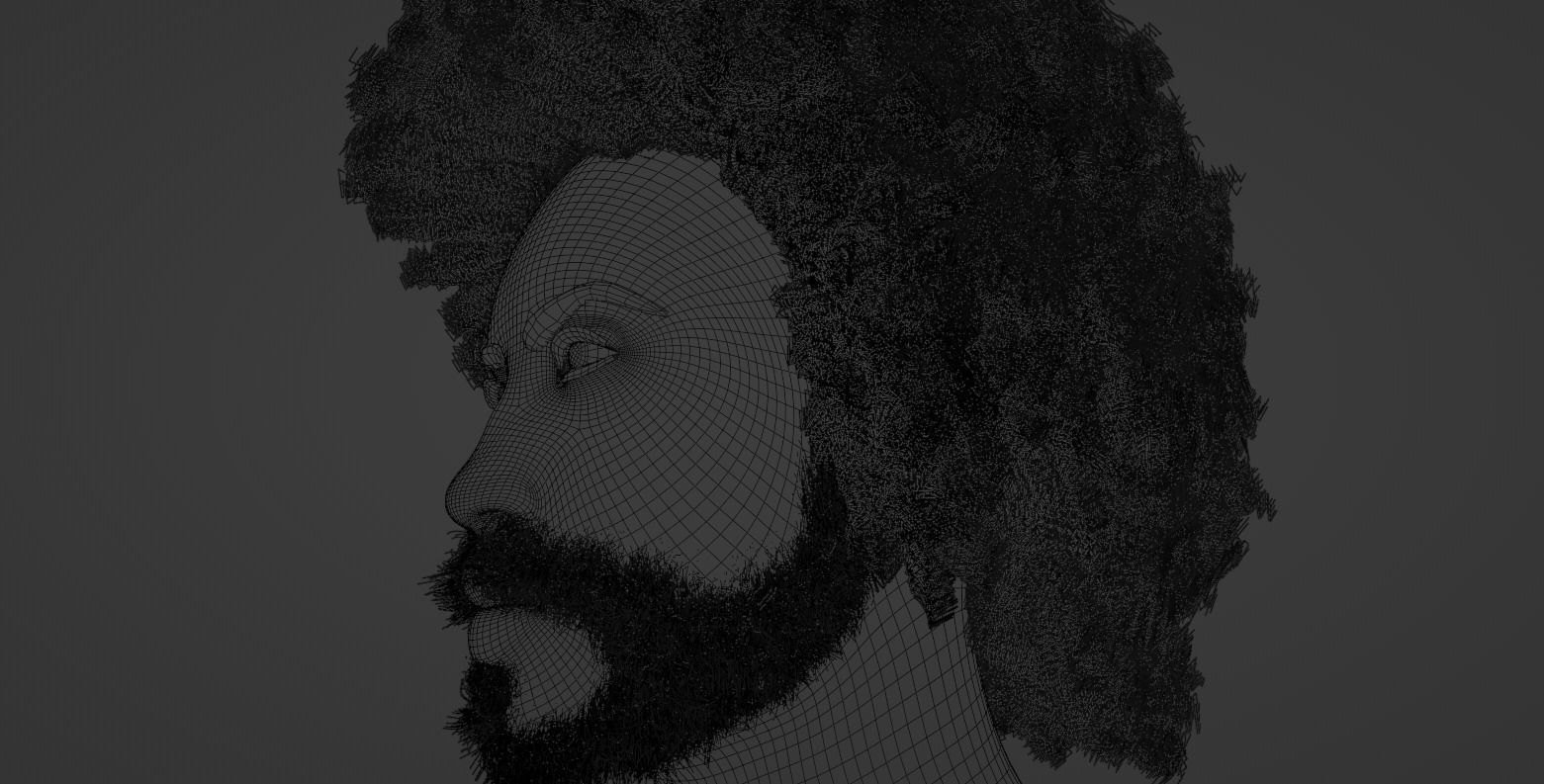 Man with afro and short beard 3D model_16
