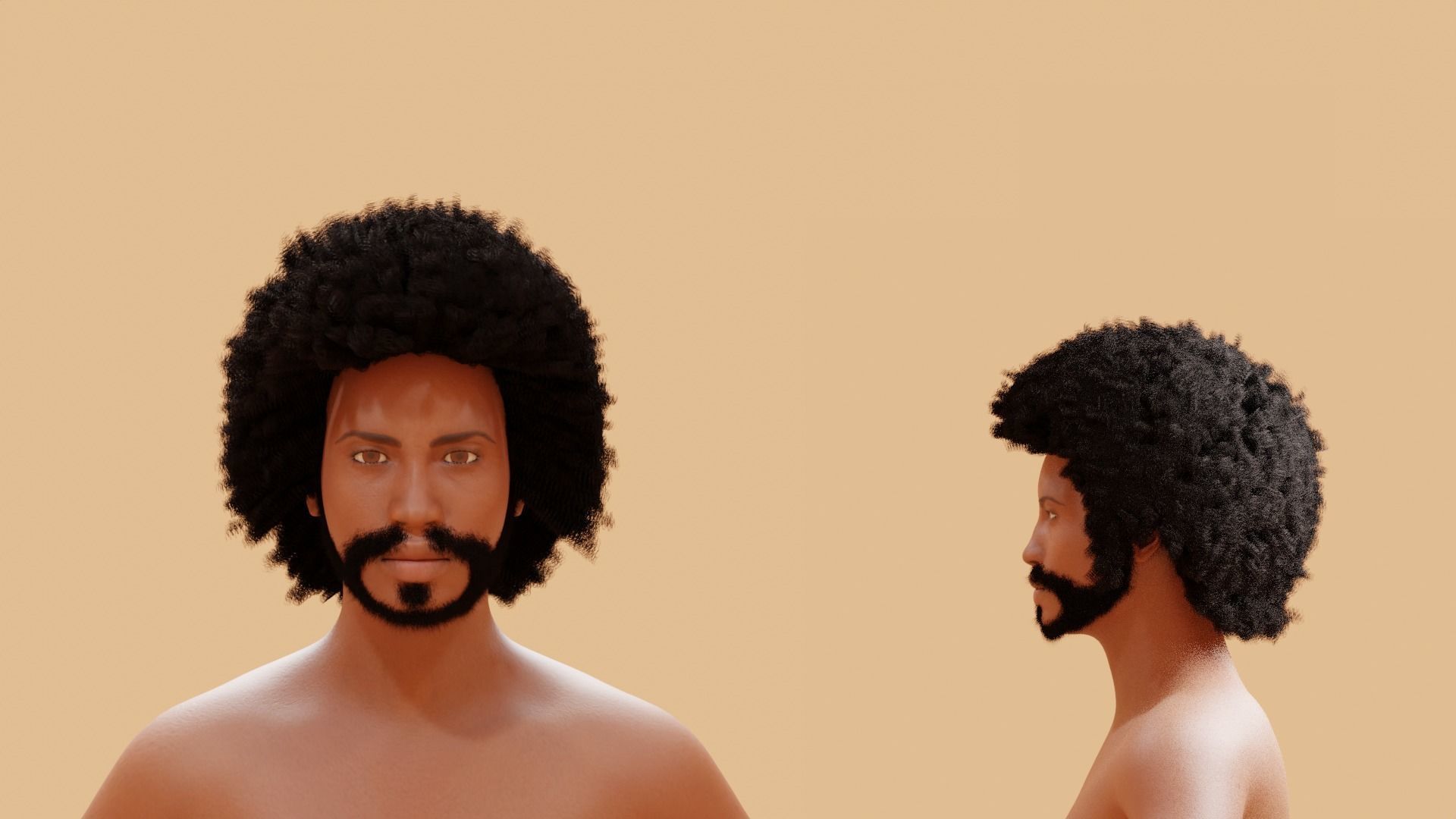Man with afro and short beard 3D model_1