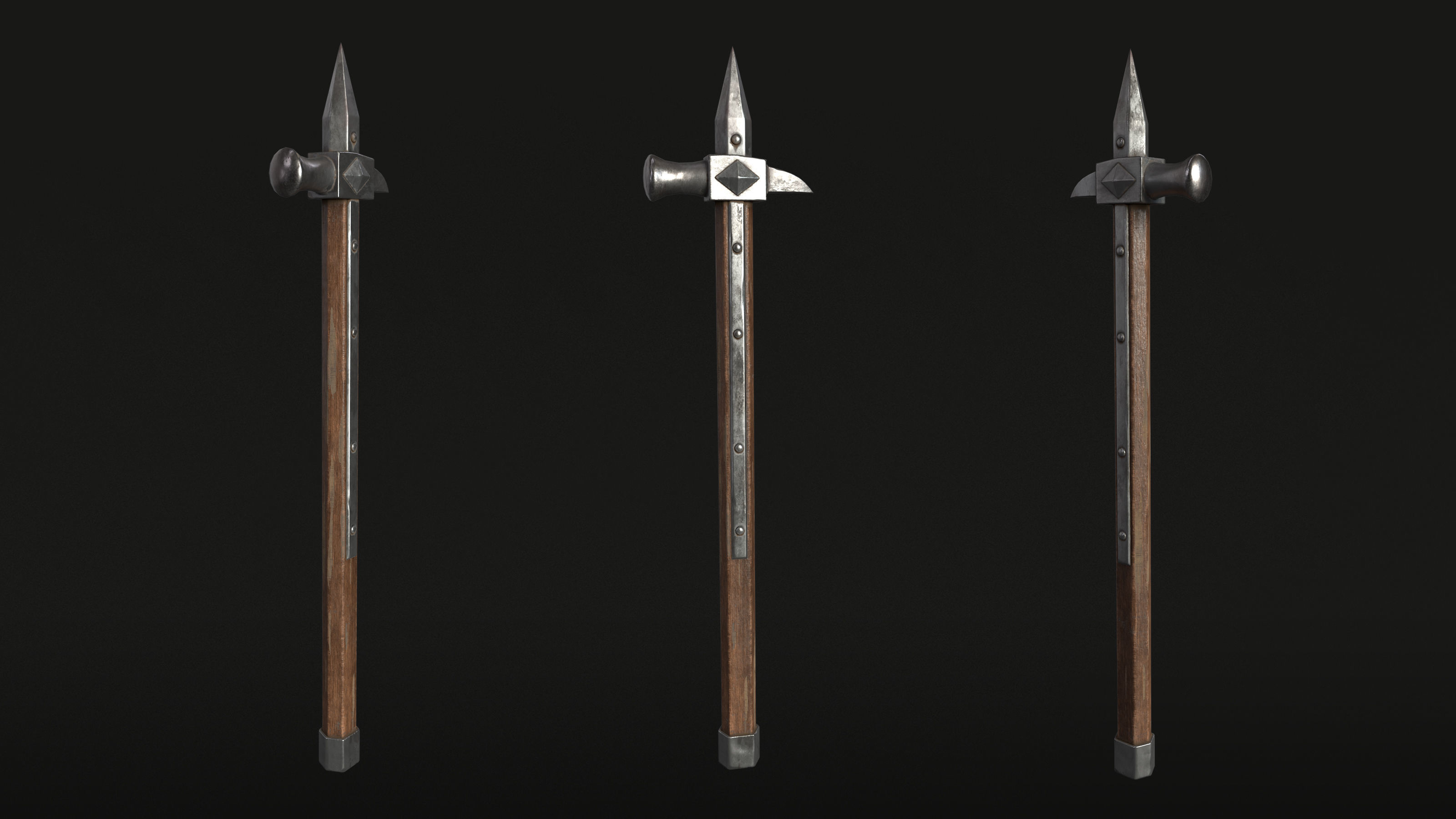 Medieval War Hammer - PBR Asset Low-poly 3D model_8