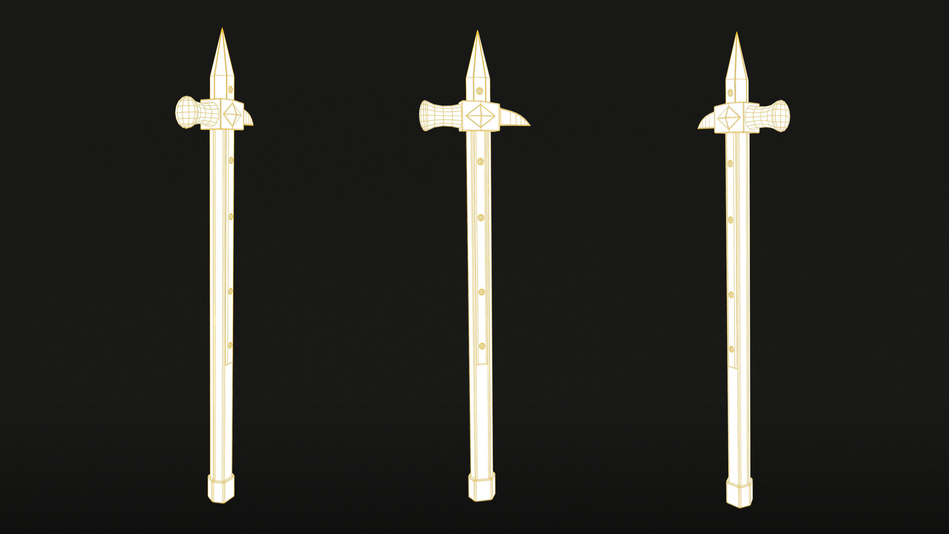 Medieval War Hammer - PBR Asset Low-poly 3D model_10