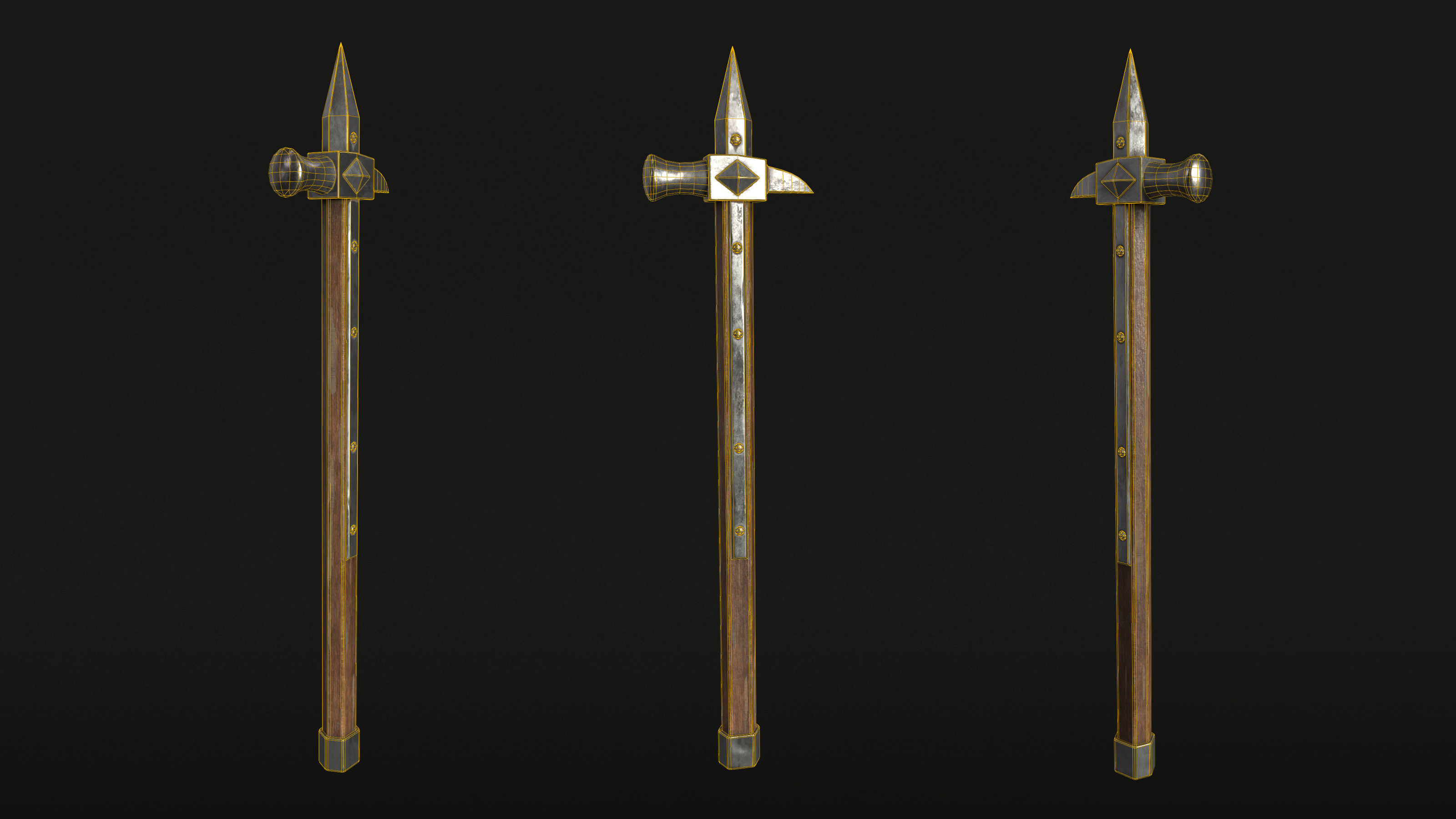 Medieval War Hammer - PBR Asset Low-poly 3D model_9