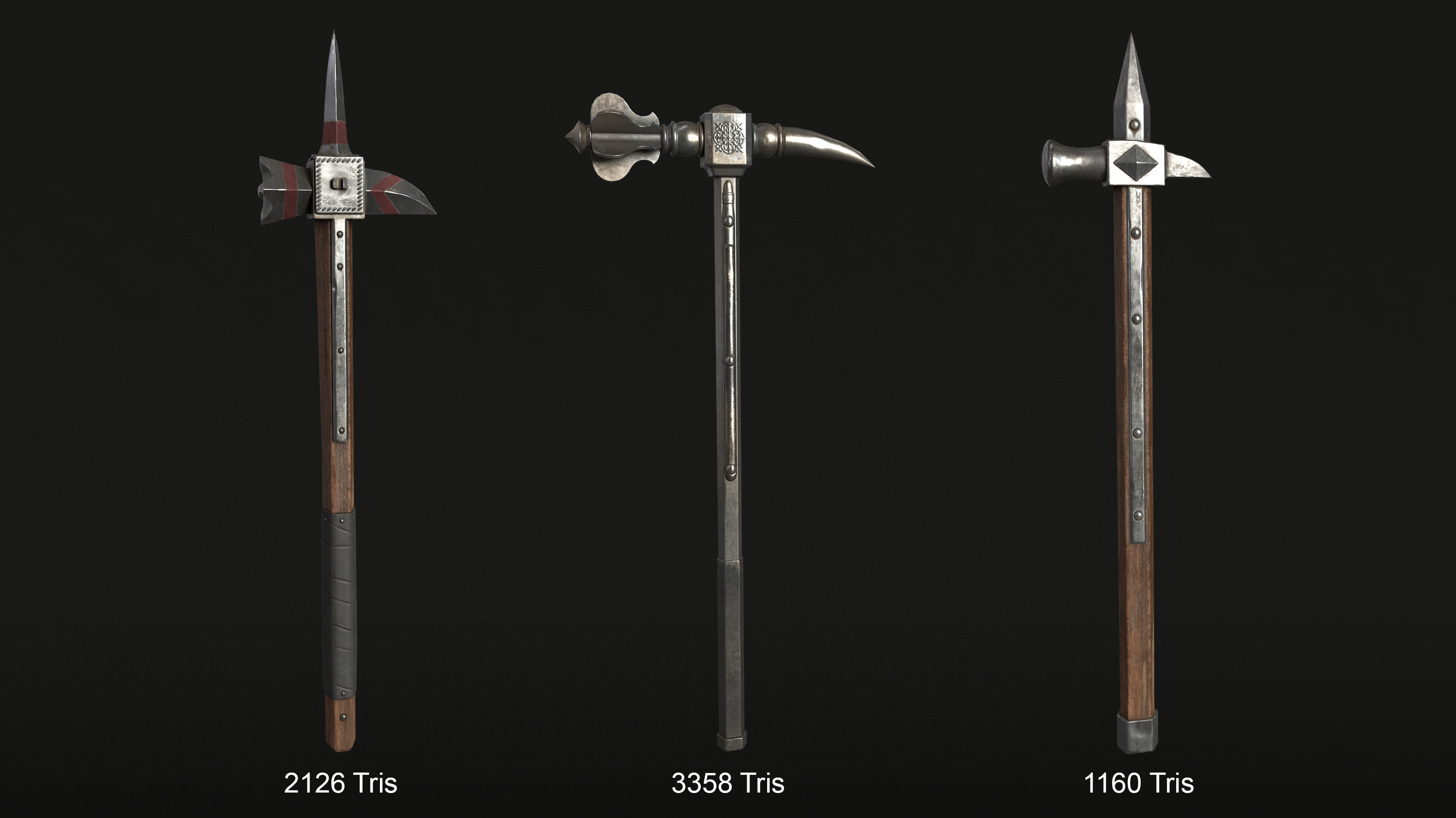 Medieval War Hammer - PBR Asset Low-poly 3D model_11