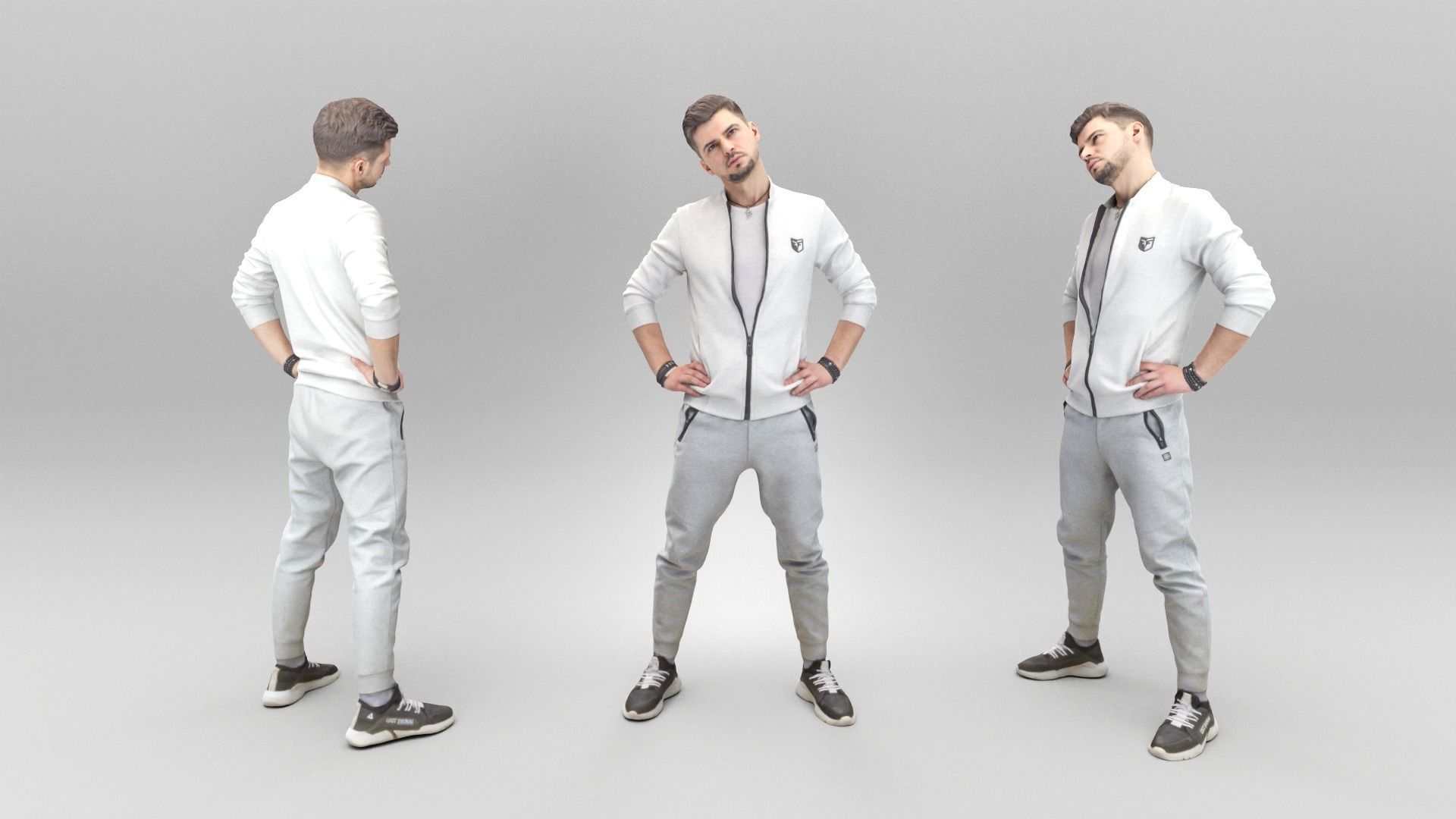 Man in tracksuit doing exercise 371 Low-poly 3D model_3