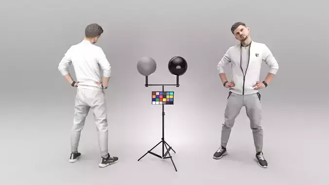 Man in tracksuit doing exercise 371 Low-poly 3D model