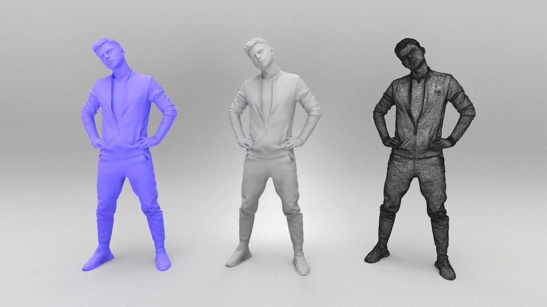 Man in tracksuit doing exercise 371 Low-poly 3D model_4