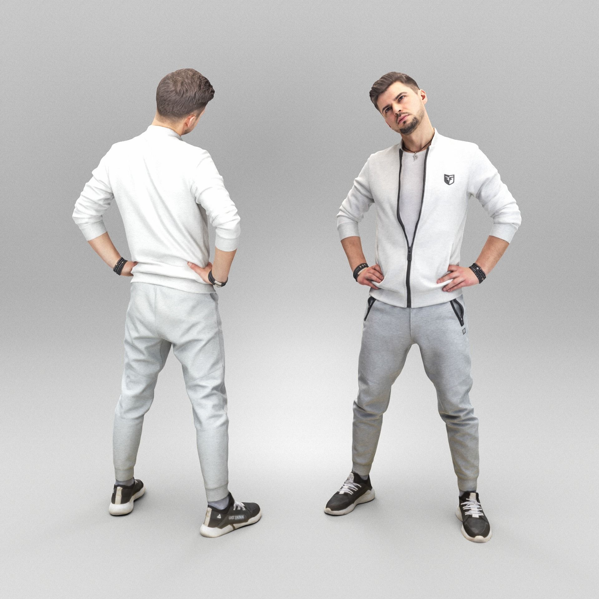 Man in tracksuit doing exercise 371 Low-poly 3D model_2