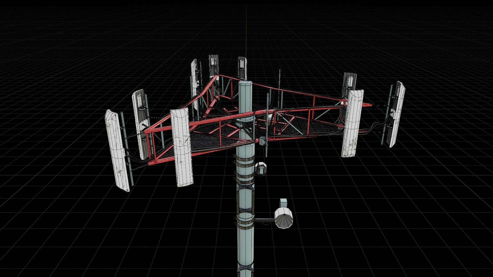 cell-phone communication tower with 4k textures Low-poly 3D model_15