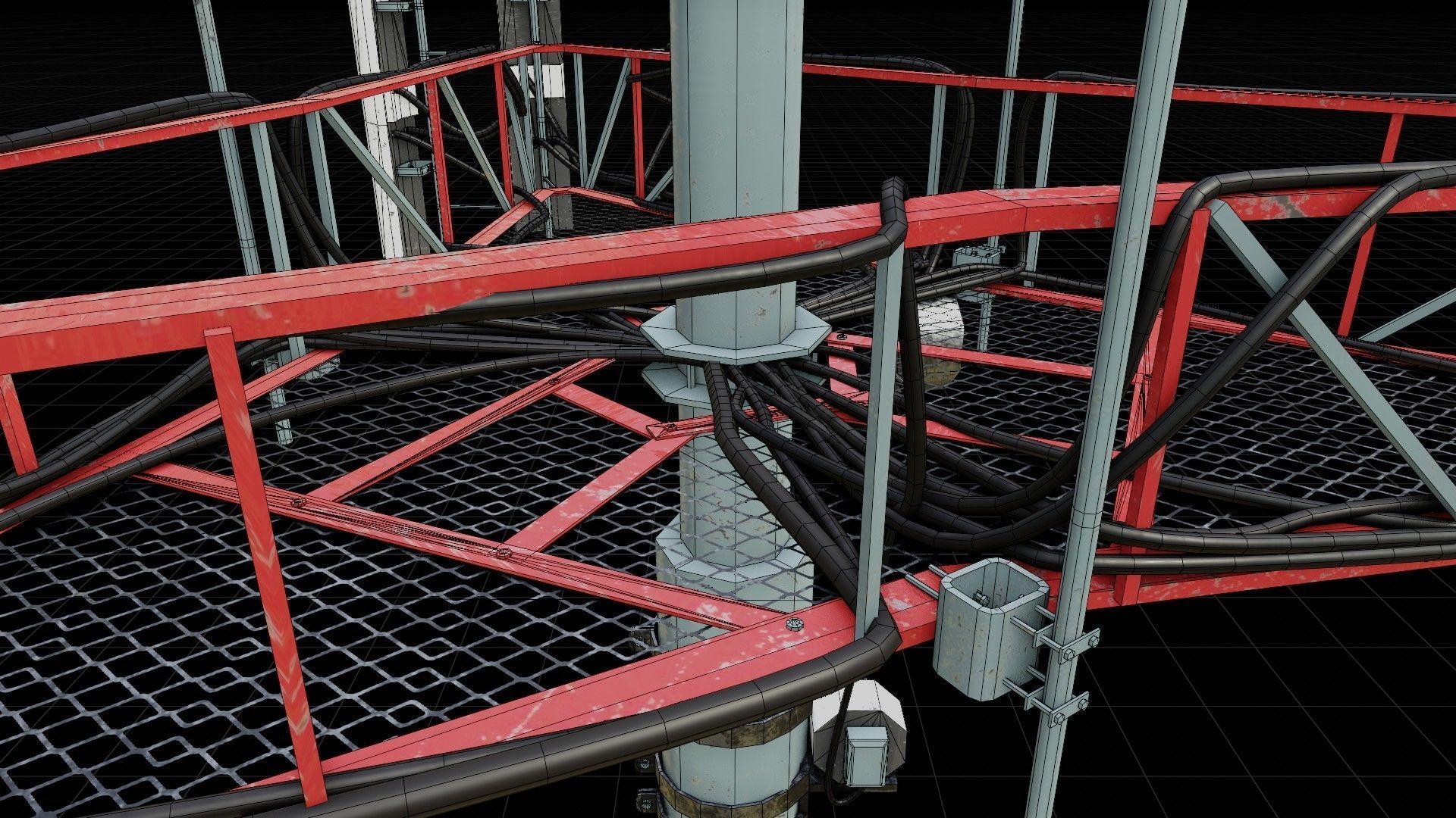 cell-phone communication tower with 4k textures Low-poly 3D model_16