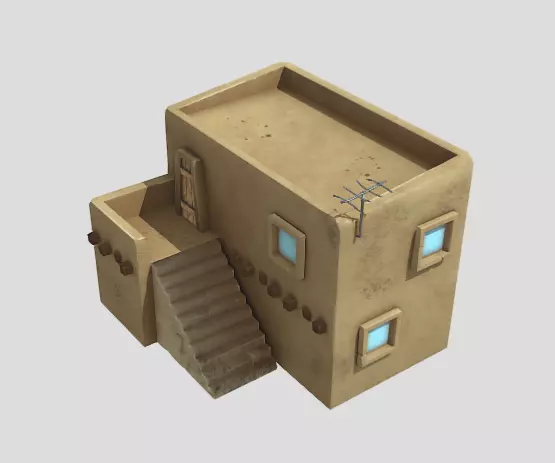 Stylized desert house Free low-poly 3D model