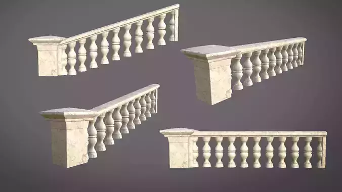 Outdoor railing Low-poly 3D model