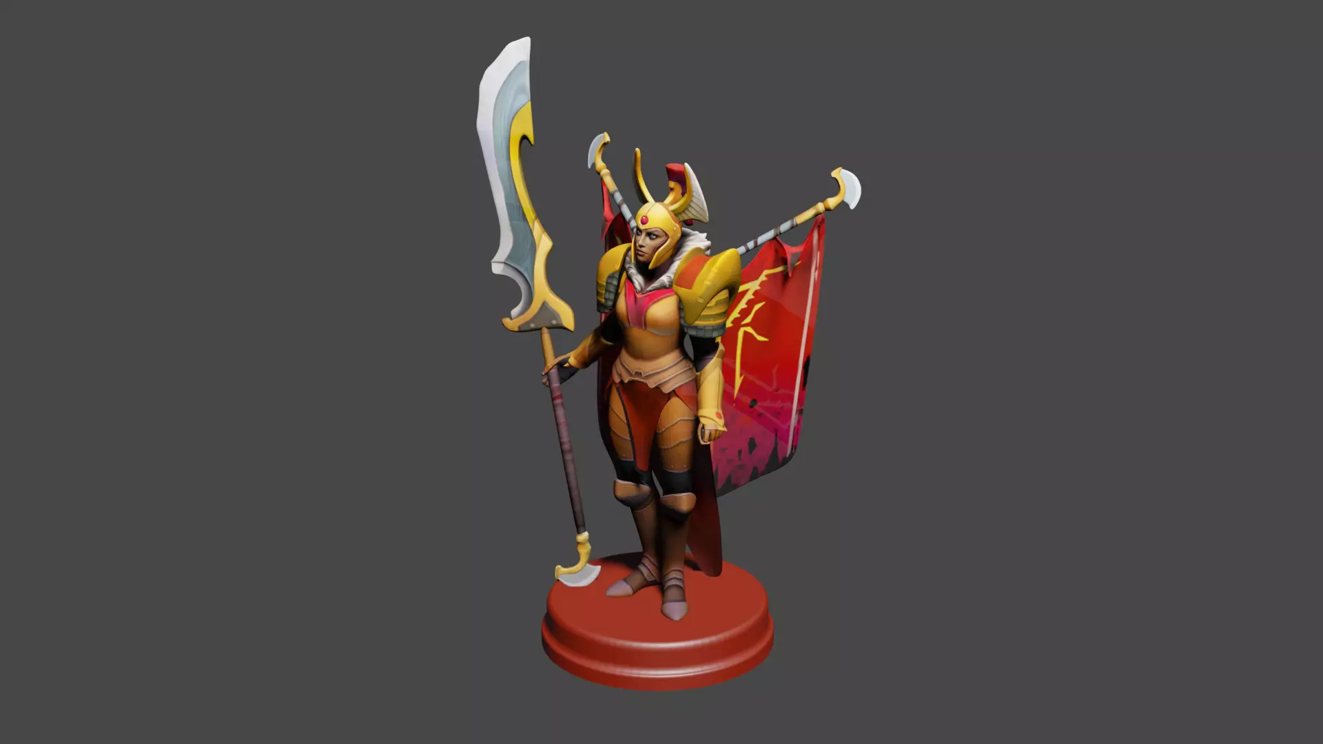 Printable character of game dota 2 Legion Commander Low-poly 3D model_0