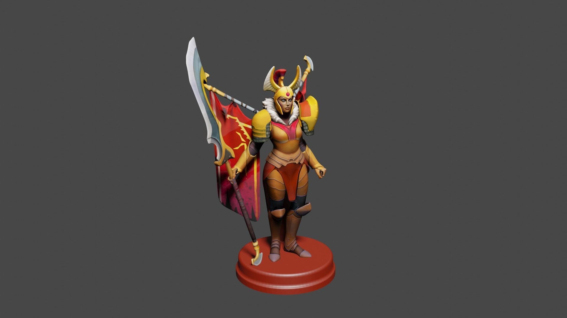 Printable character of game dota 2 Legion Commander Low-poly 3D model_1