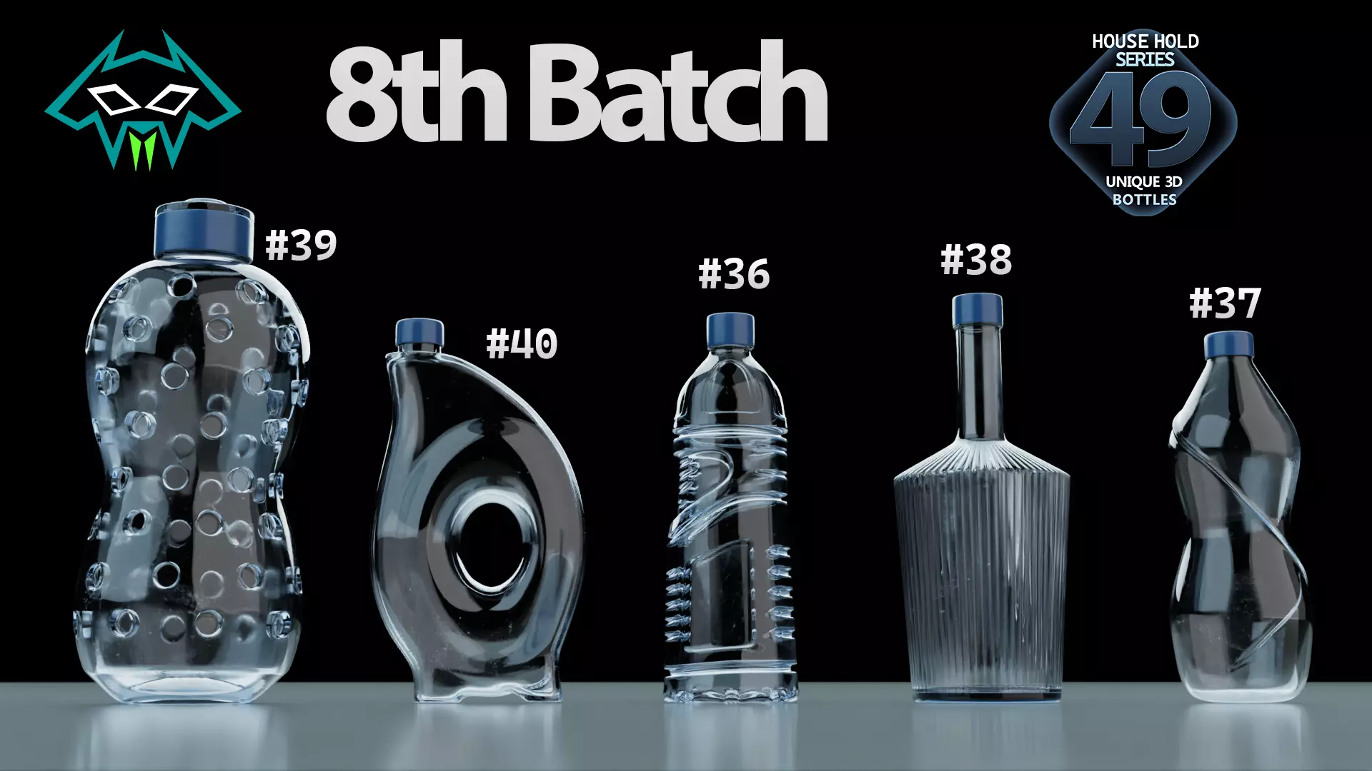 House Hold Series - 49 Unique 3D Bottles - 8th Batch Low-poly 3D model_0