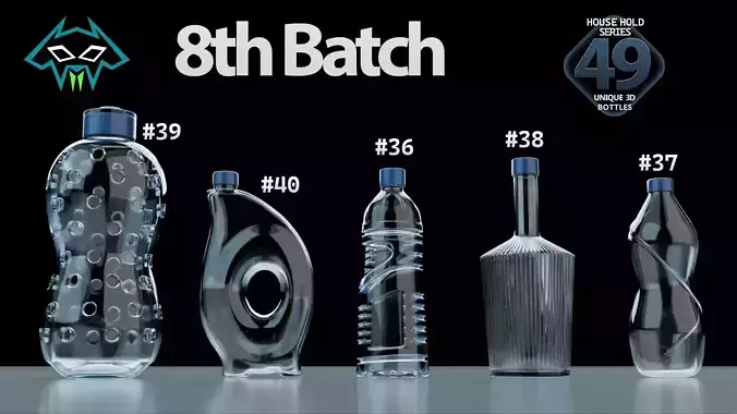 House Hold Series - 49 Unique 3D Bottles - 8th Batch Low-poly 3D model House Hold Series - 49 Unique 3D Bottles - 8th Batch Low-poly 3D model