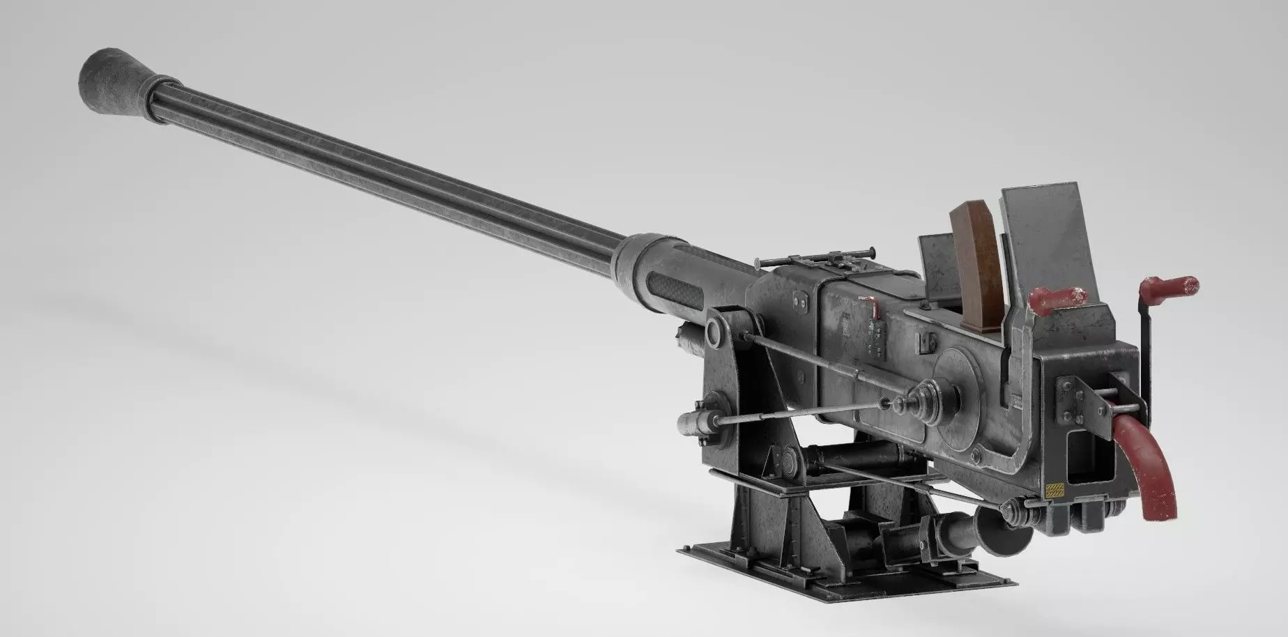 Bofors 40mm ground mounted cannon Low-poly 3D model