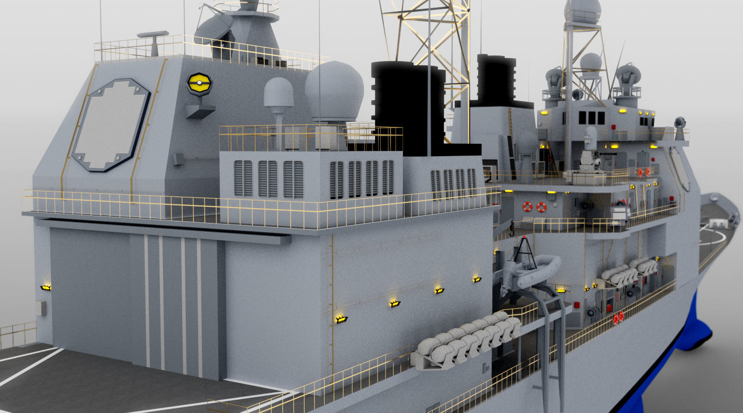 TICONDEROGA CLASS GUIDED MISSLE CRUISER 3D PRINT READY 3D print model_10