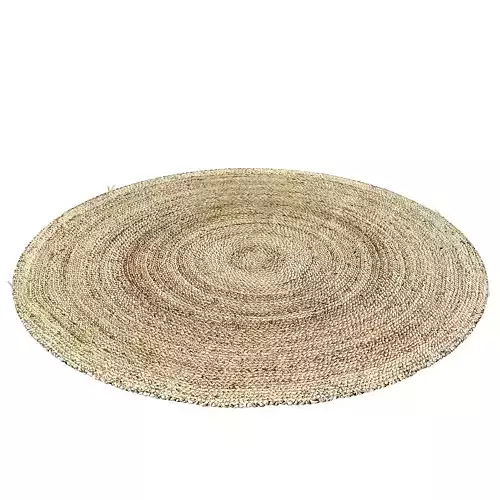 Hausattire Hand Woven Jute Braided Rug Round Natural 