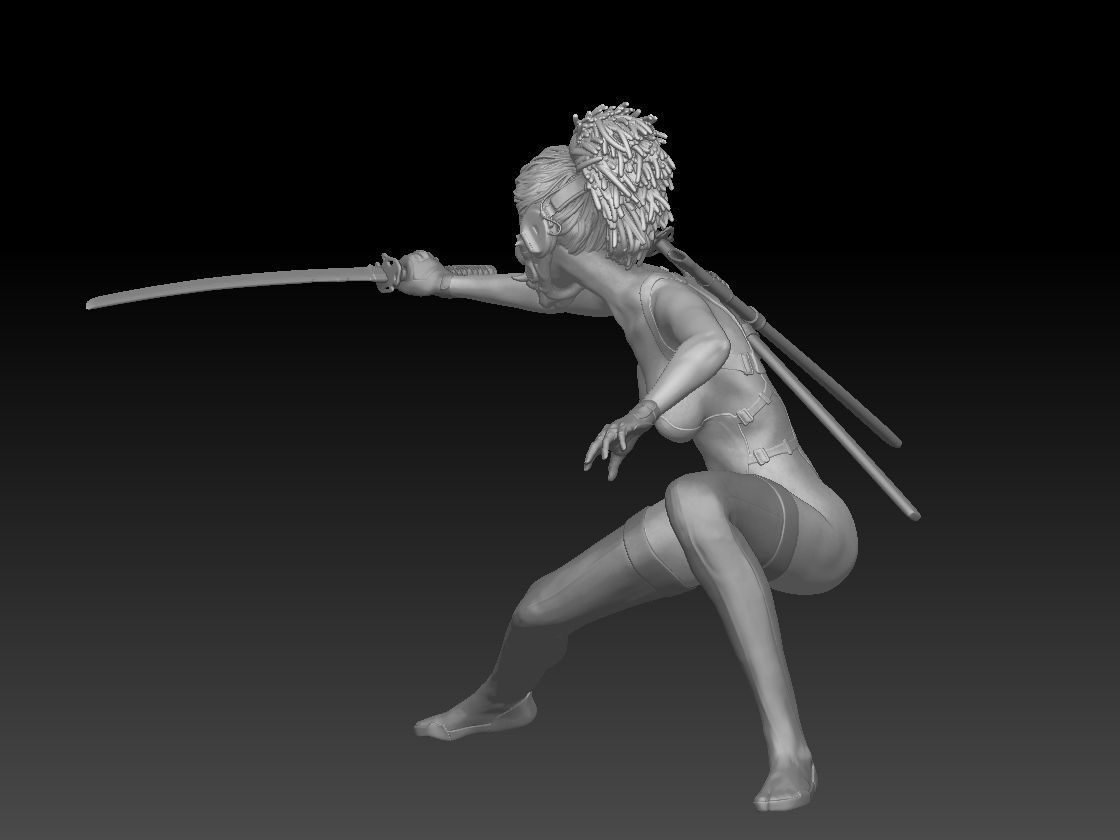 NINJA KATANA GIRL 2 3D print model_1