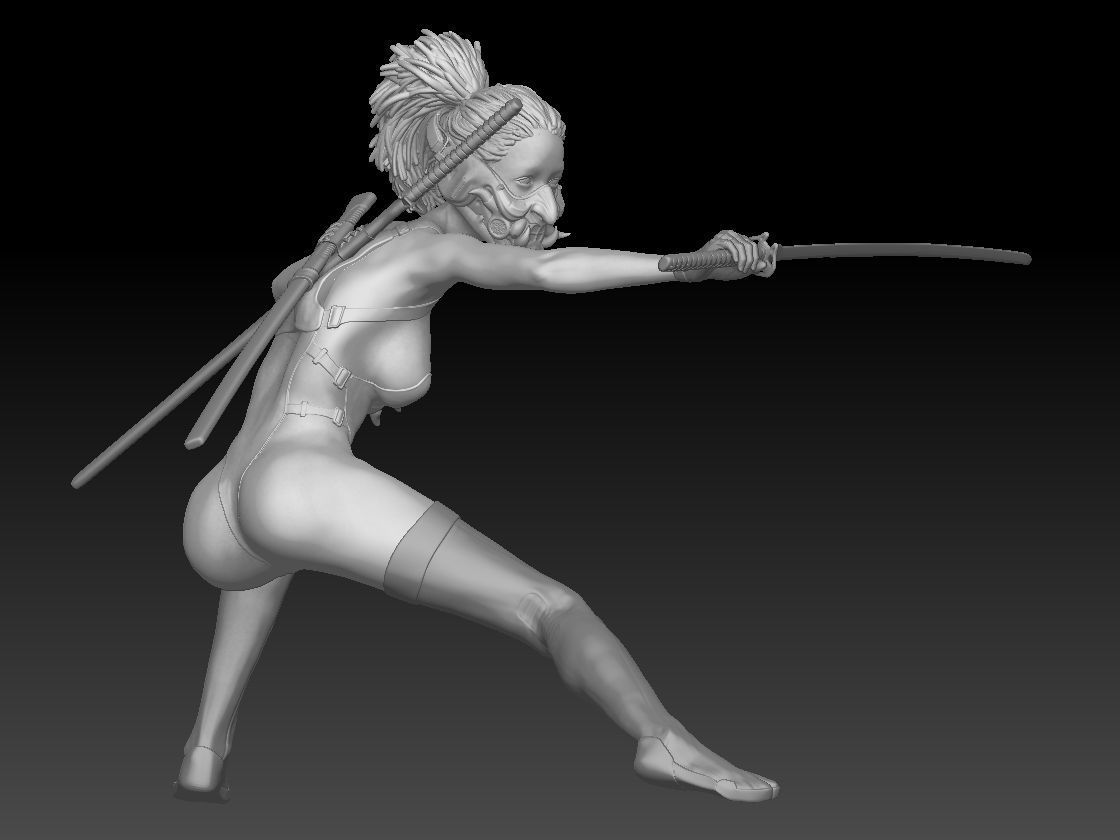 NINJA KATANA GIRL 2 3D print model_3