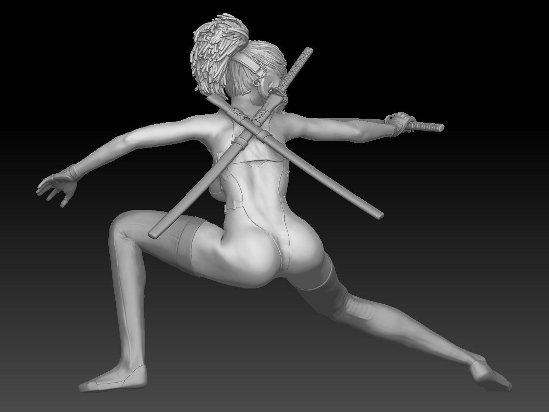 NINJA KATANA GIRL 2 3D print model_2