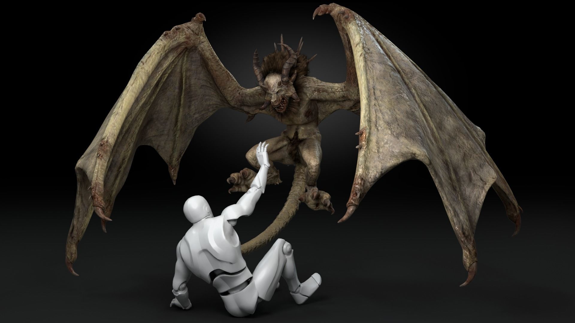 Harpy Vampire Low-poly 3D model_4