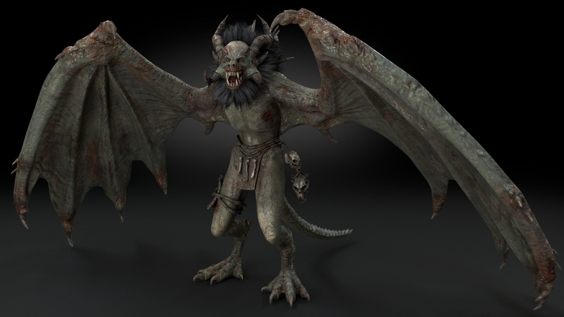 Harpy Vampire Low-poly 3D model_7