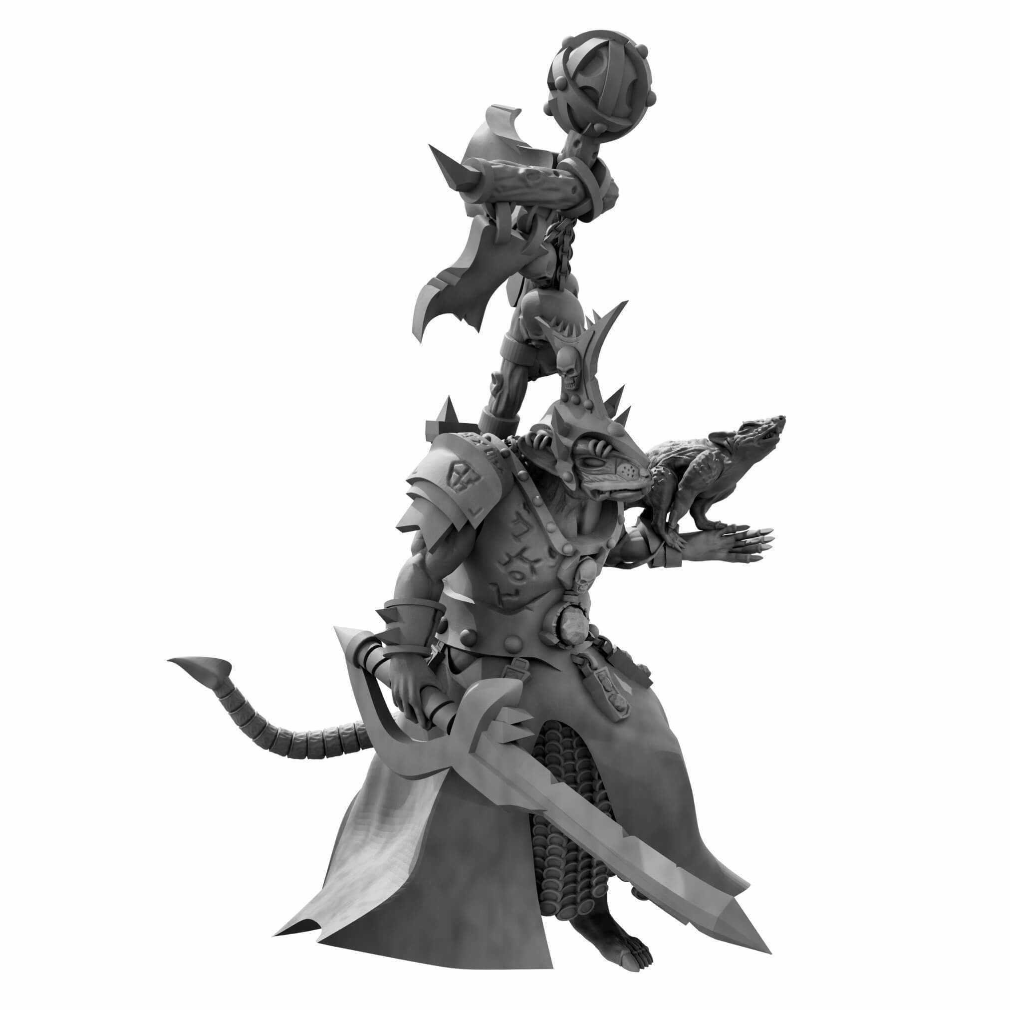 Lord Of Rats Rat Swarms Leader Multiple poses and weapons 3D print model_20