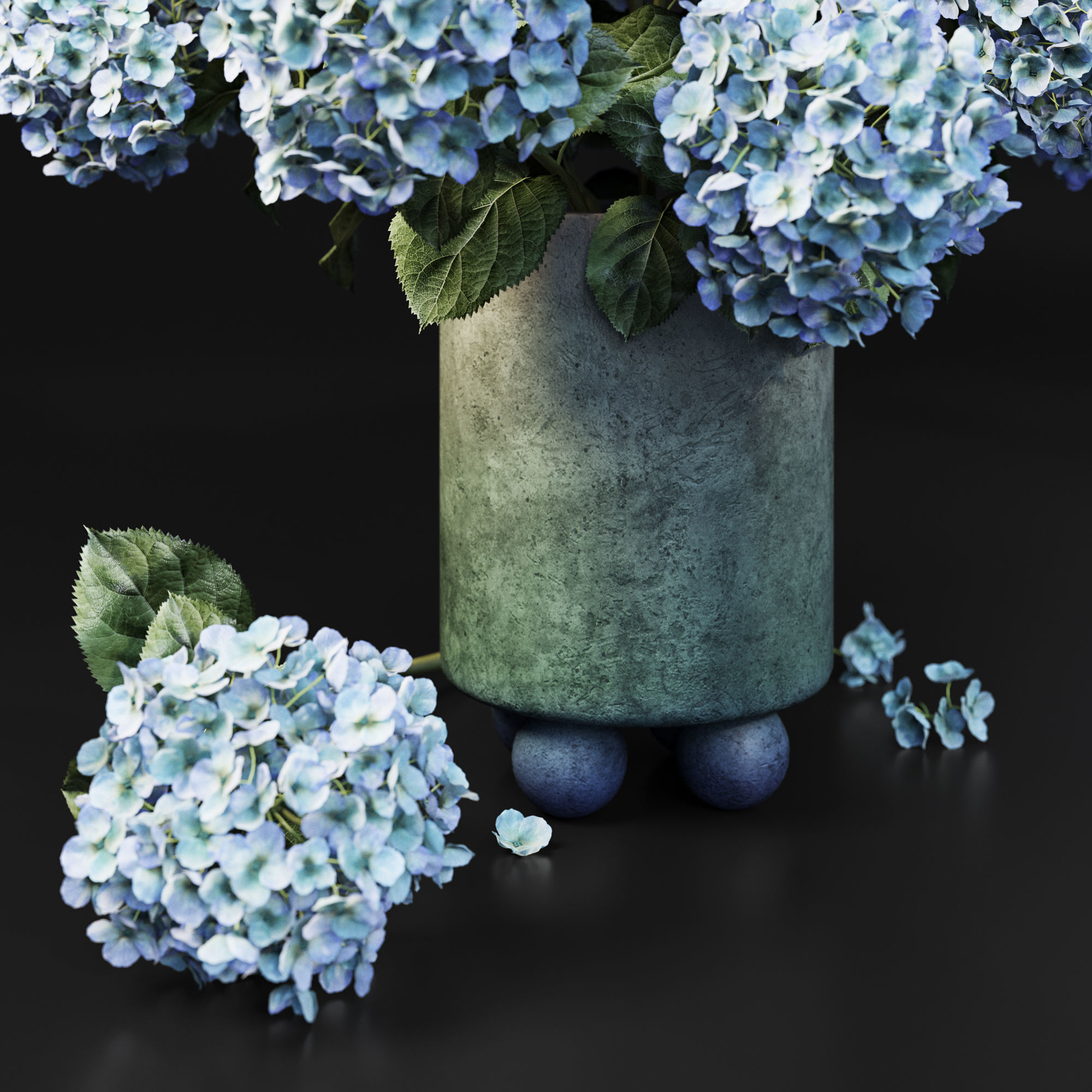 Hydrangea Blue 3D model_4