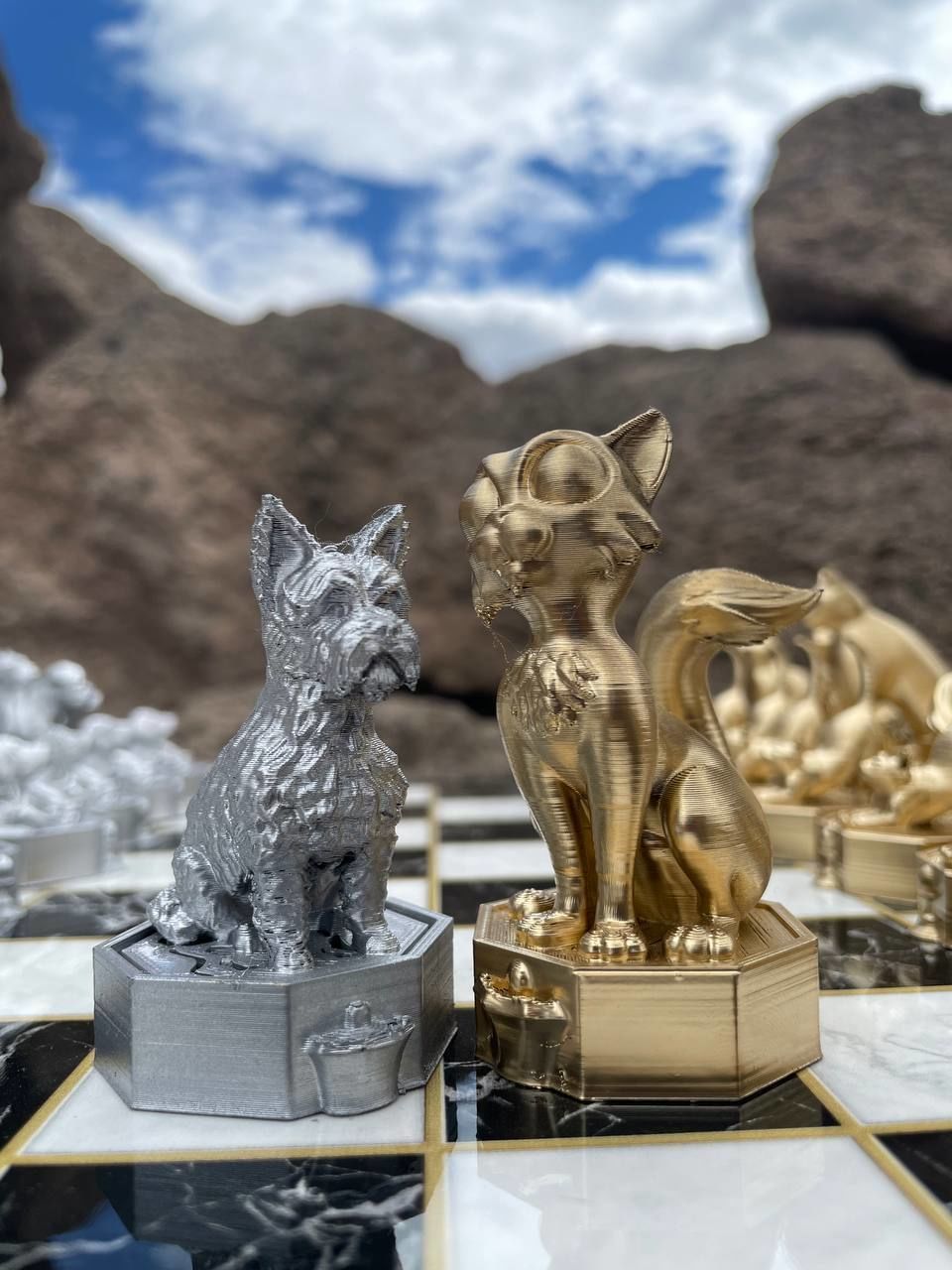 Cat Versus Dog Chess Set-3D Print Set 3D model 3D printable | CGTrader