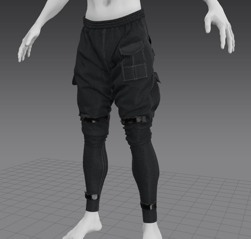 Tactical pants Low-poly 3D model_7