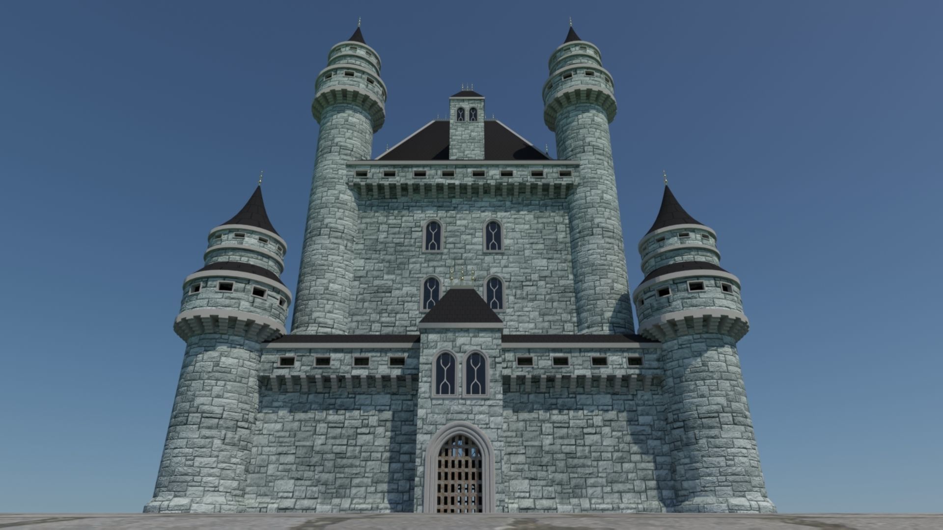 Castle in middle of grass 3D model_6