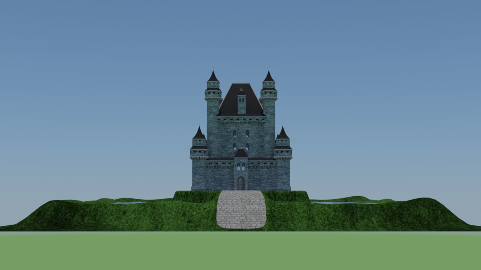 Castle in middle of grass 3D model_7