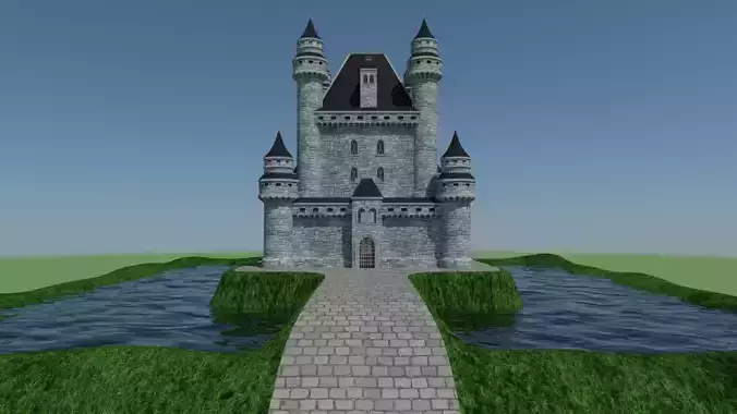 Castle in middle of grass