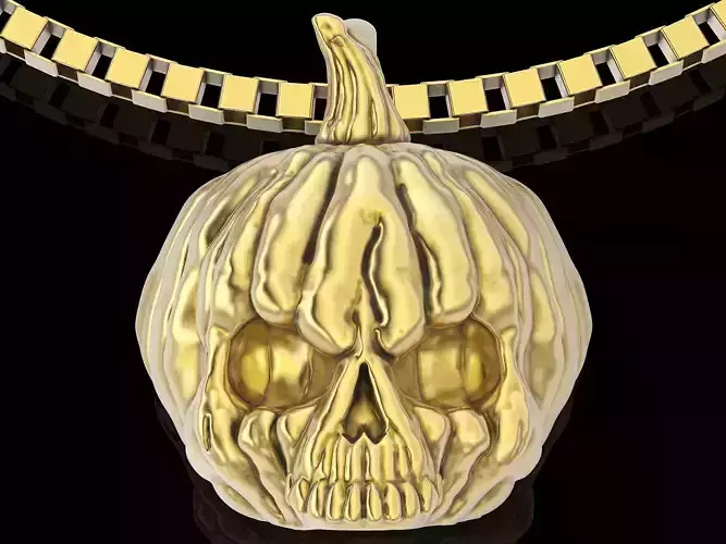 Pumpkin skull   pendant  gold  silver printable jewelry 